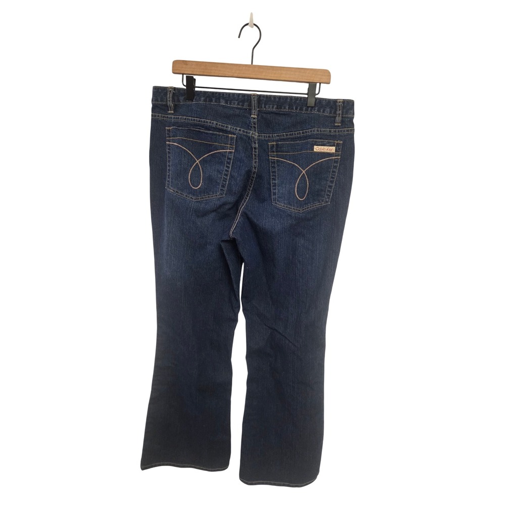 Y2k Vintage Calvin Klein Jeans Womens 16 Dark Wash Flare Leg Denim Blue Jeans